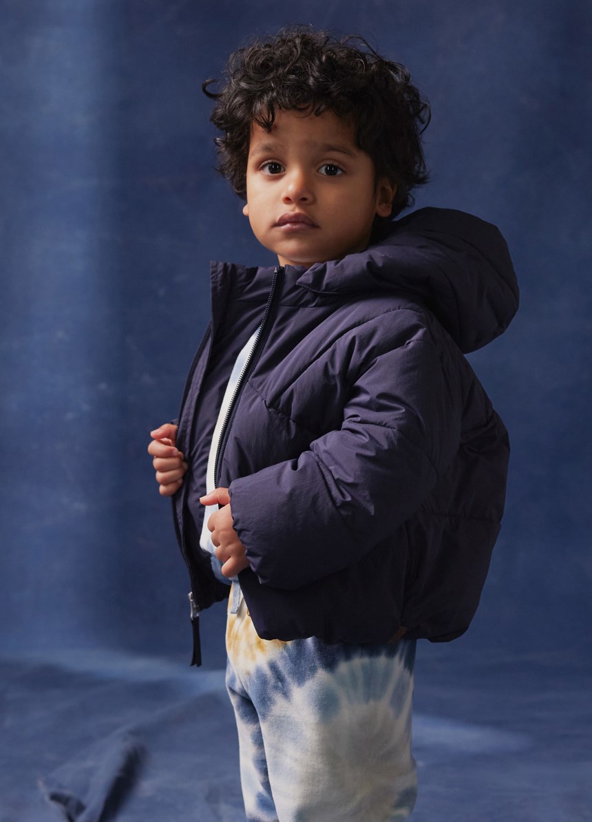 Harpo - Dark Night - Vattenavvisande mörkblå jacka för baby och småbarn i återvunnen nylon.