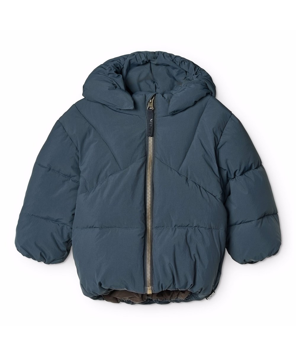 Harpo - Night Navy - Vattenavvisande mörkblå jacka för de små tillverkad av återvunnen polyester med avtagbar huva.