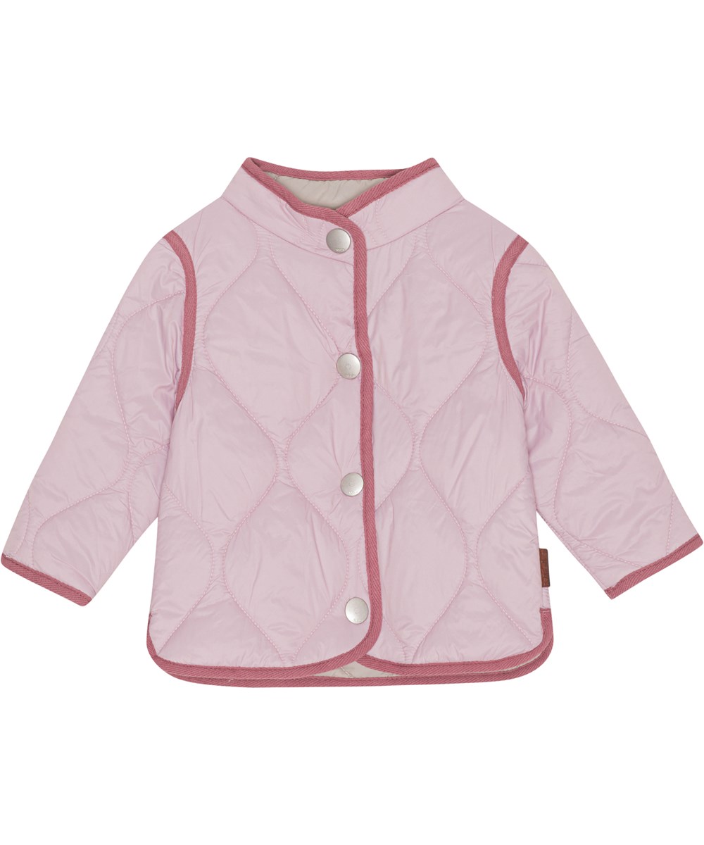 Harrie - Blue Pink - Återvunnen quiltad babyjacka i rosa.