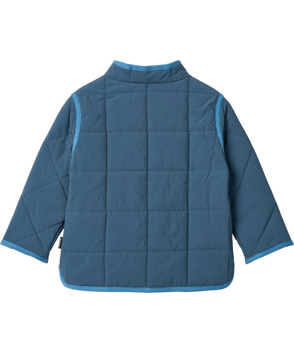 Harrie - Oceanica - Blå vattenavvisande termojacka av återvunnen nylon med quiltat mönster för barn