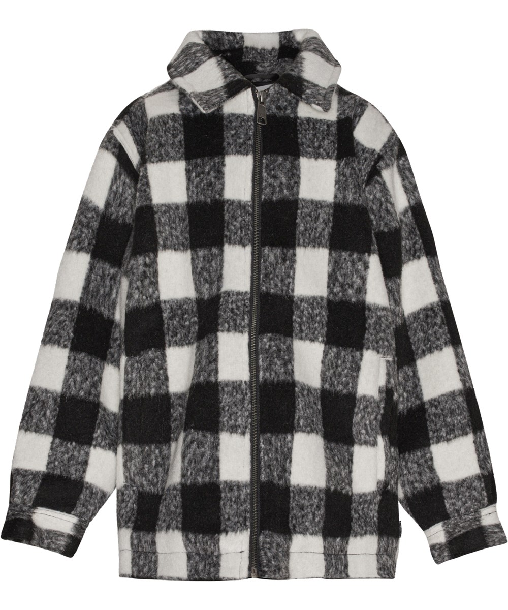 Hasse - Cloudy Check - Rutig overshirt i vit och svart.