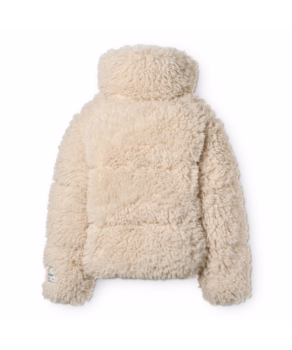 Havi - Vanilla - Off-white jacka i fuskskinn för barn med fårskinnslook tillverkad av återvunnen polyester.