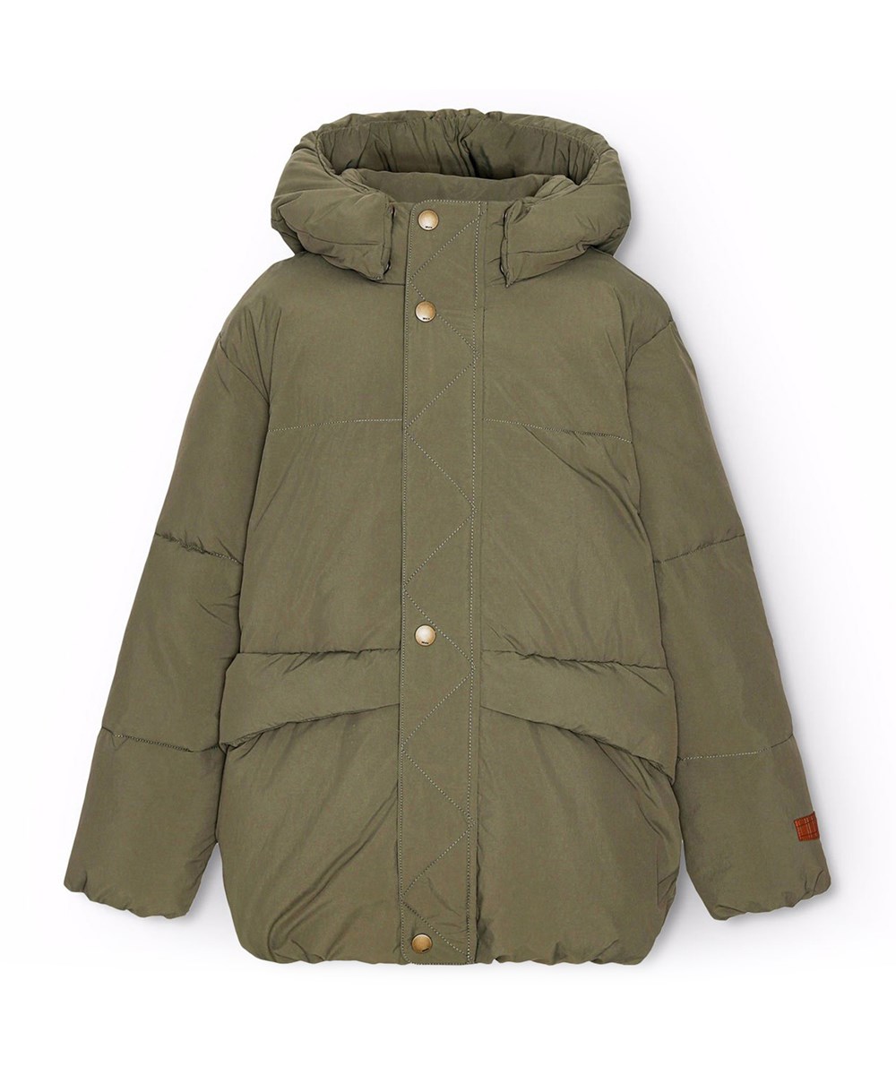 Hayden - Bark - Vattenavvisande olivgrön jacka för barn av återvunnen nylon.