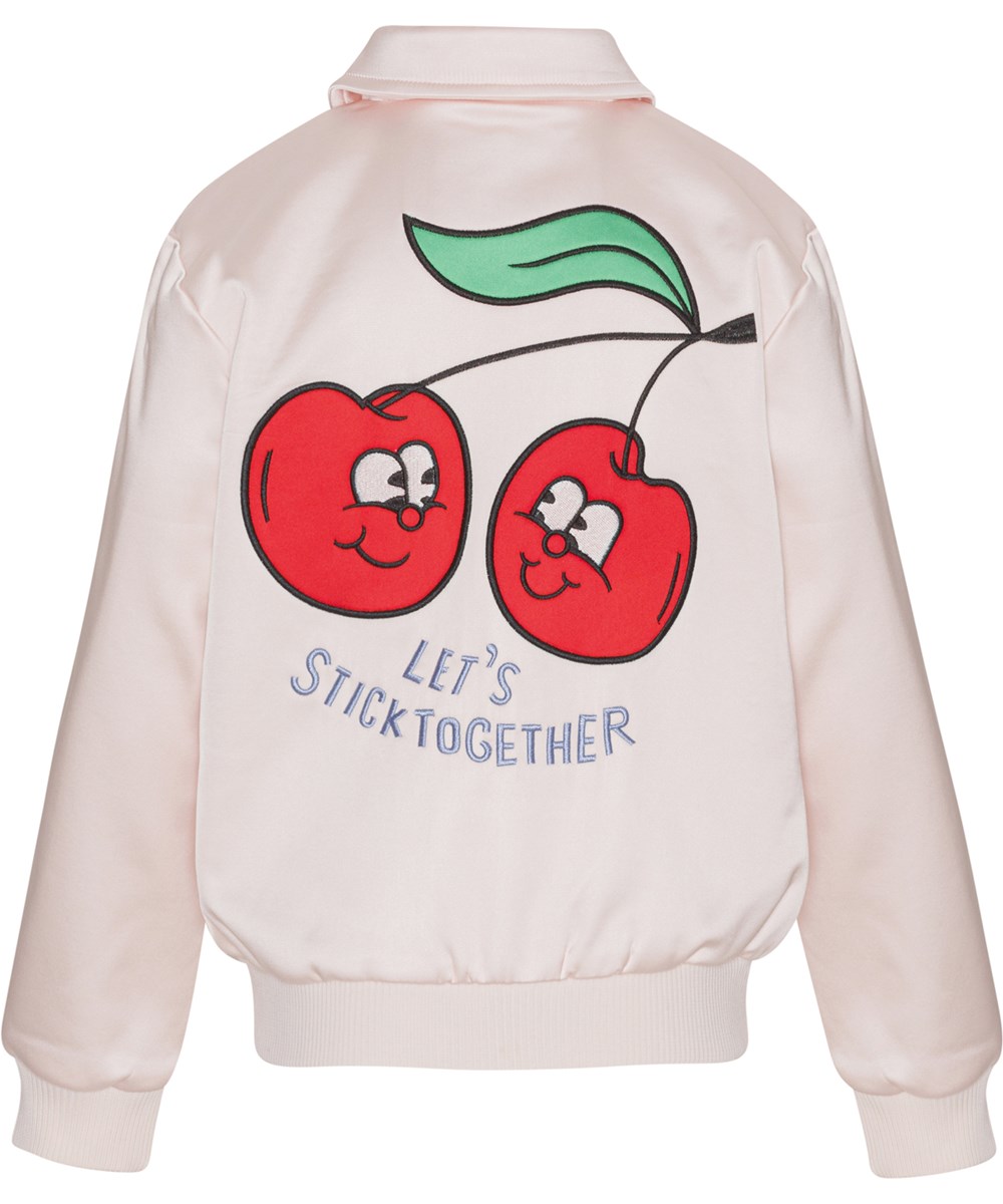 Hazel - Cherry Love - Rosa bomberjacka med broderi av körsbär.