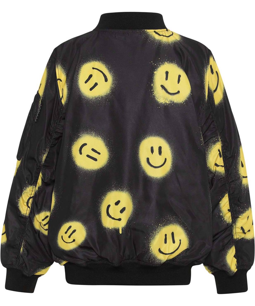Heath - Happy! - Svart bomberjacka med gula smileys.