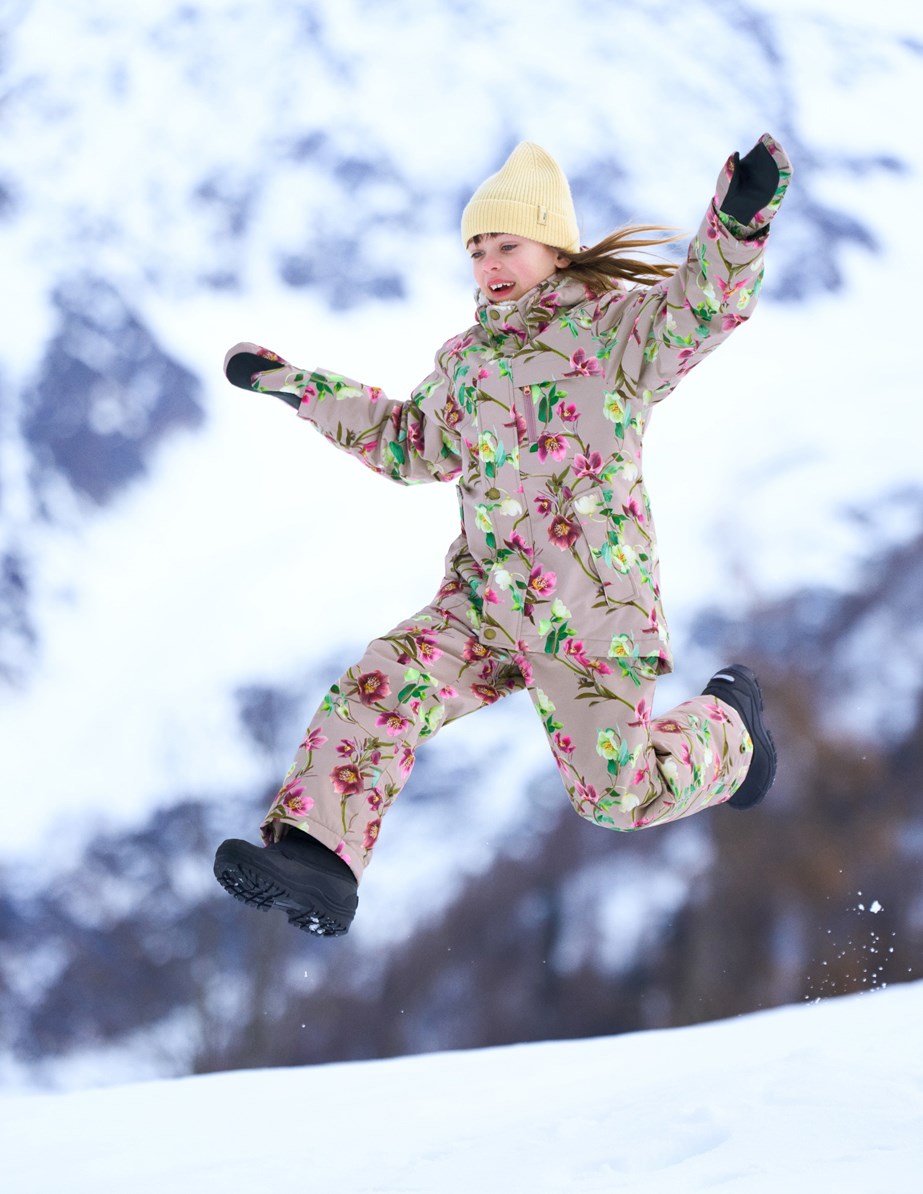 Heiko - Winter Roses - Vind- och vattentät vinterjacka för barn i återvunnen polyester med blommigt tryck.