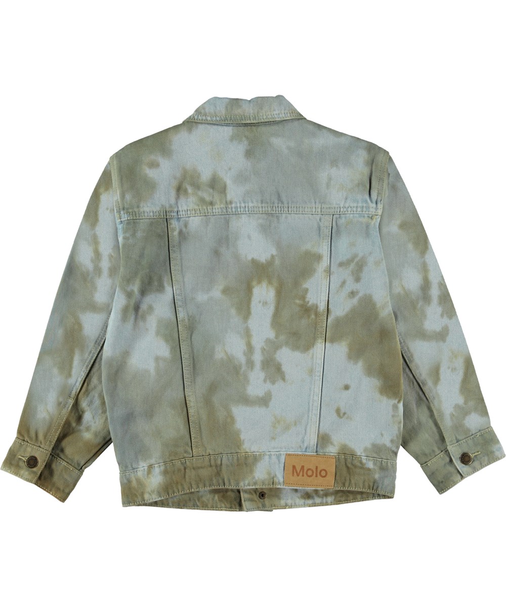 Heni - Tie Dye - Ljusblå jeansjacka med grönt tie-dye.