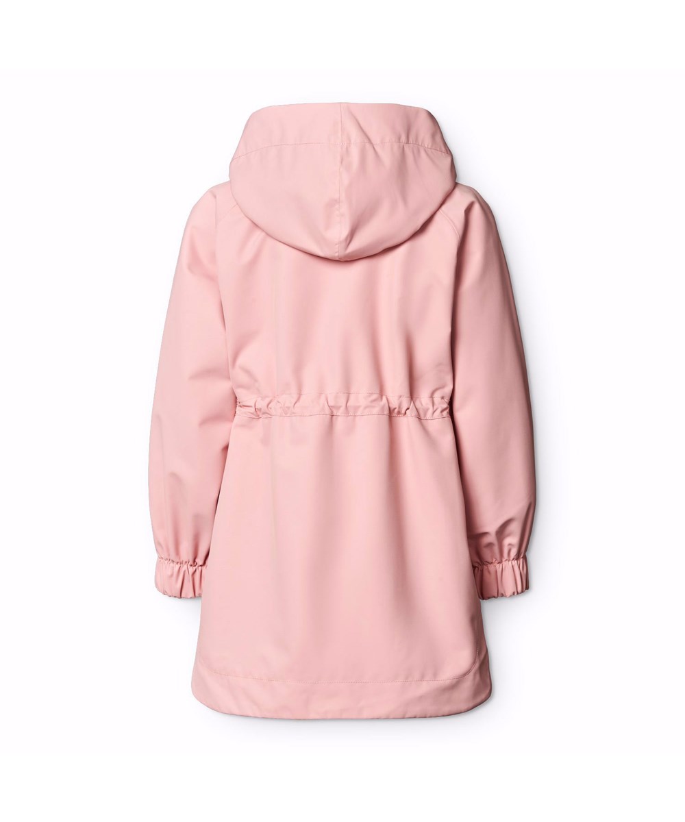 Hennah - Rosequartz - Rosa vind- och vattentät jacka för barn i återvunnen polyester med avtagbar huva.