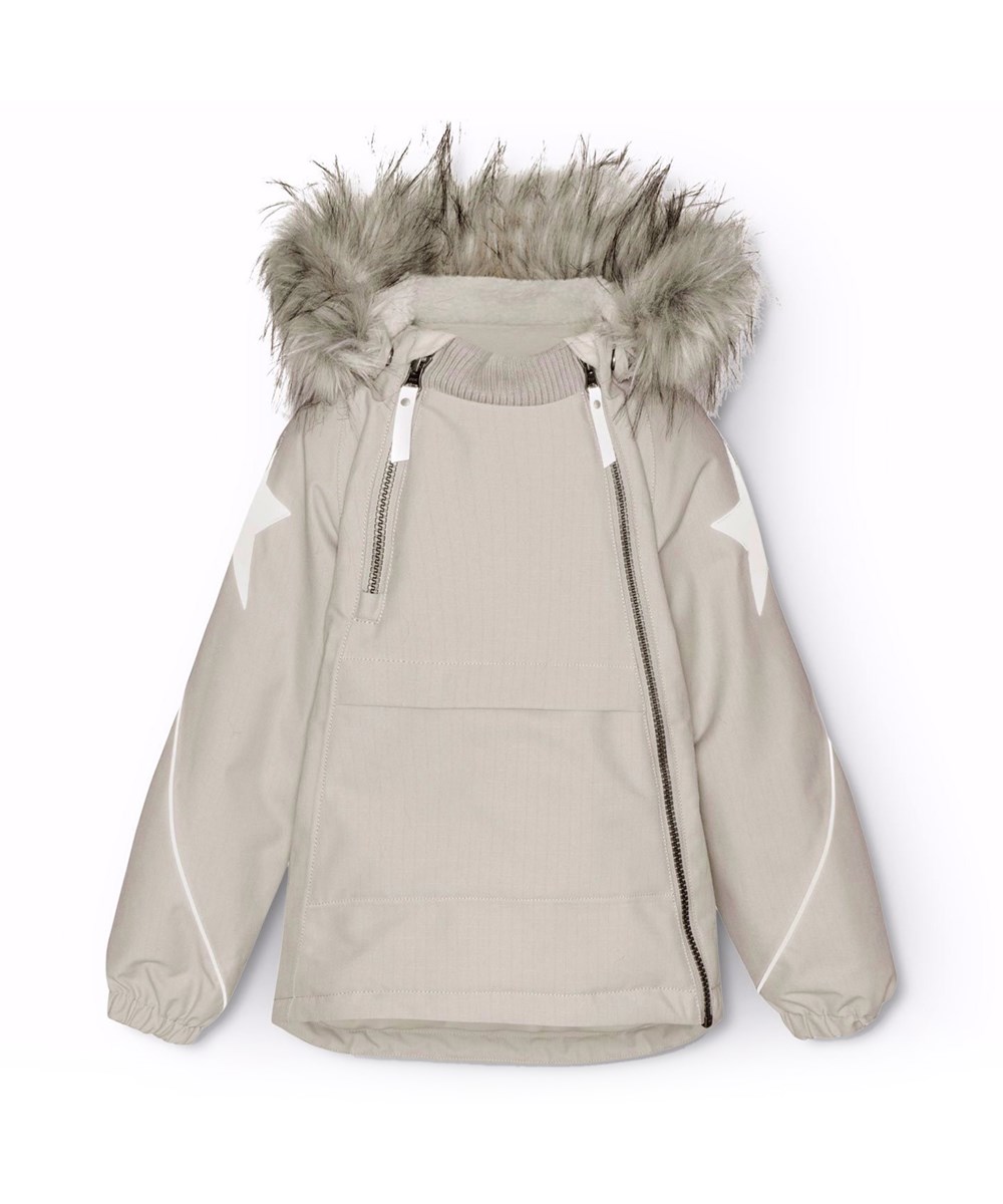 Hopla Fur - Dust - Grå vind- och vattentät vinterjacka för barn i återvunnen polyester.