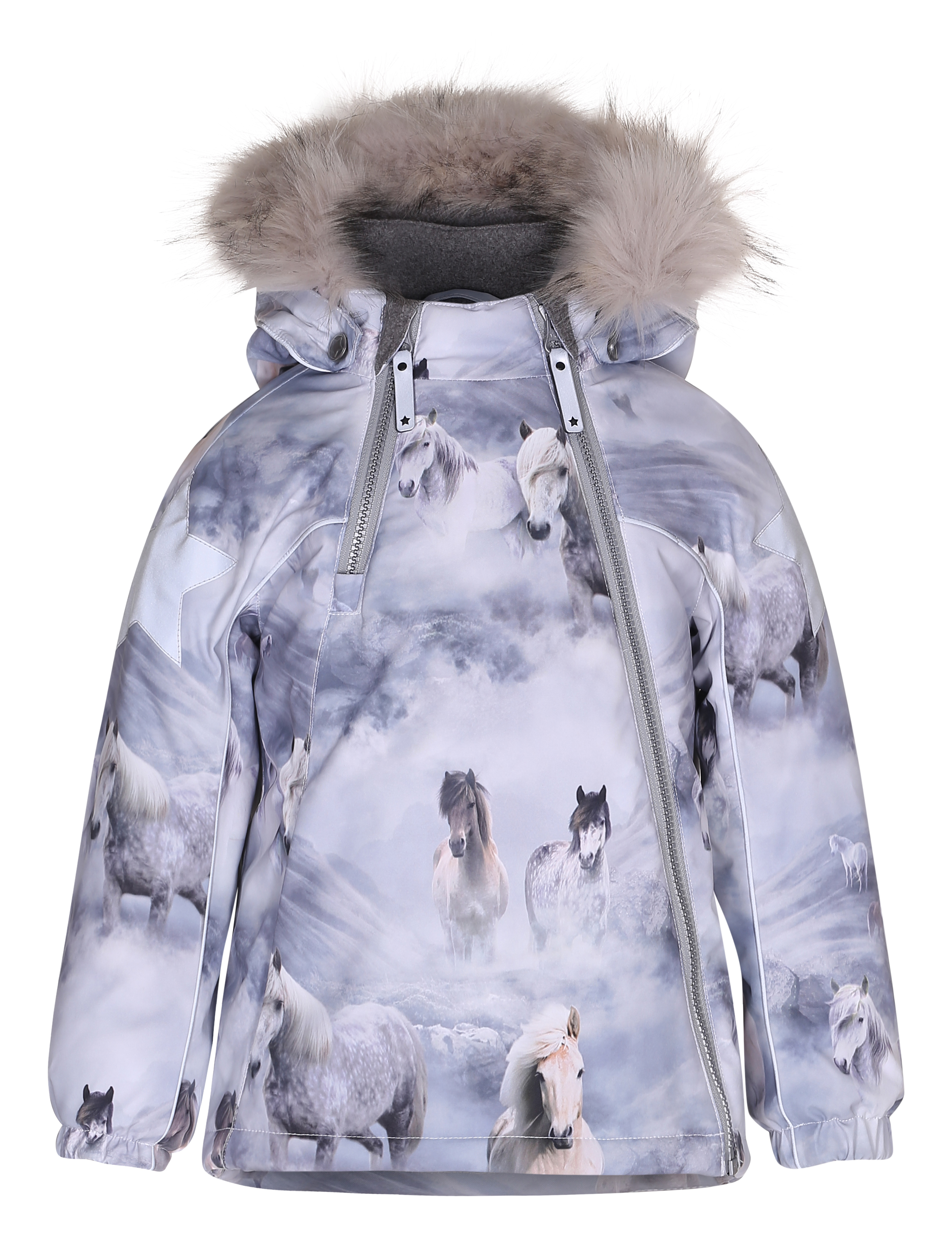 Hopla Fur Pony Vinterjacka med ponnytryck och reflexer Molo Vinterjacka Hopla Fur Pony