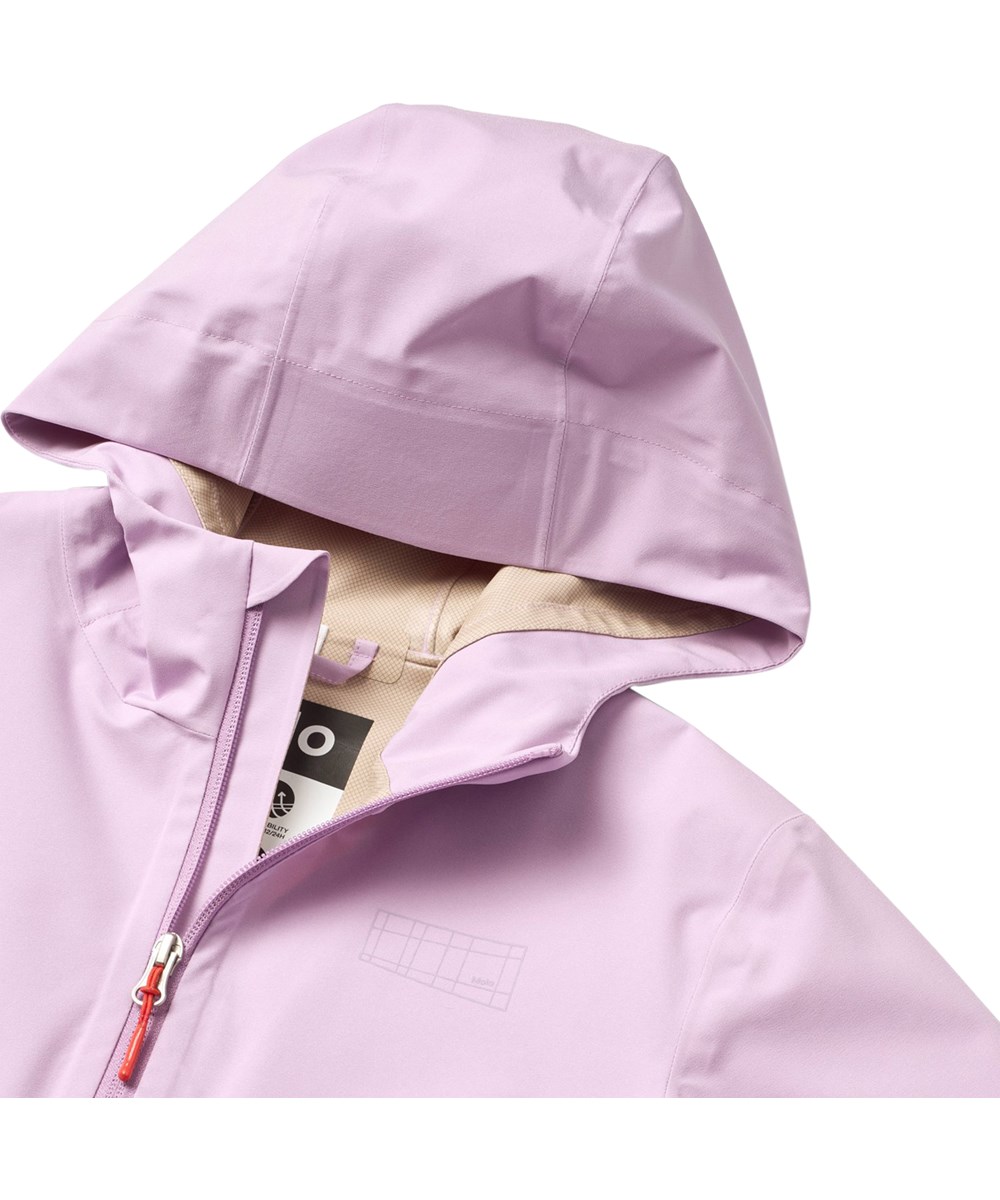 Horizon - Crocus Petal - Lila vind- och vattentät jacka för barn med huva och laminerad insida i återvunnen polyester.