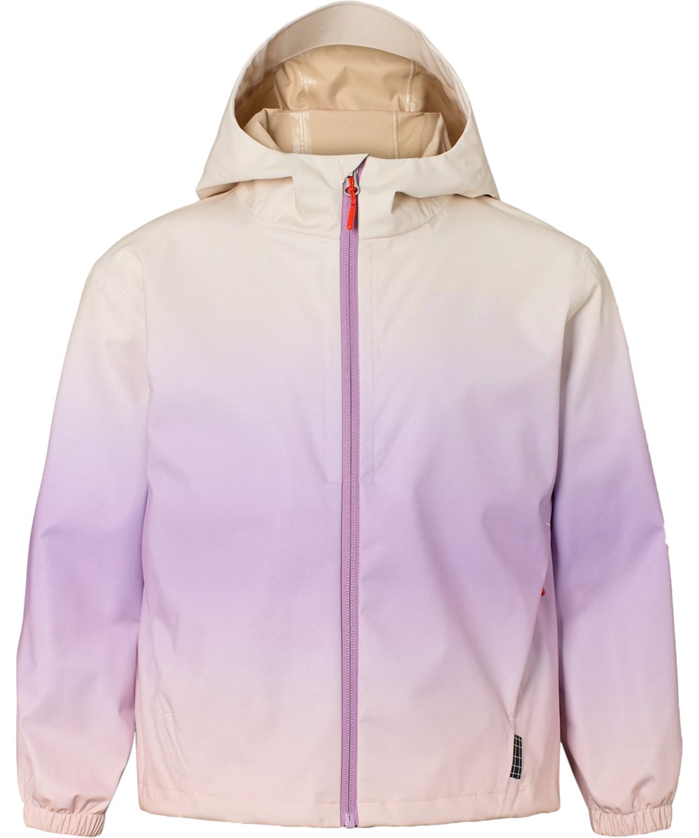 Horizon - Faded Crocus - Lila och beige vind- och vattentät jacka för barn med huva och laminerad insida i återvunnen polyester.