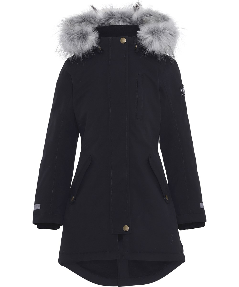 Peace - Black - Svart parka vinterjacka med päls