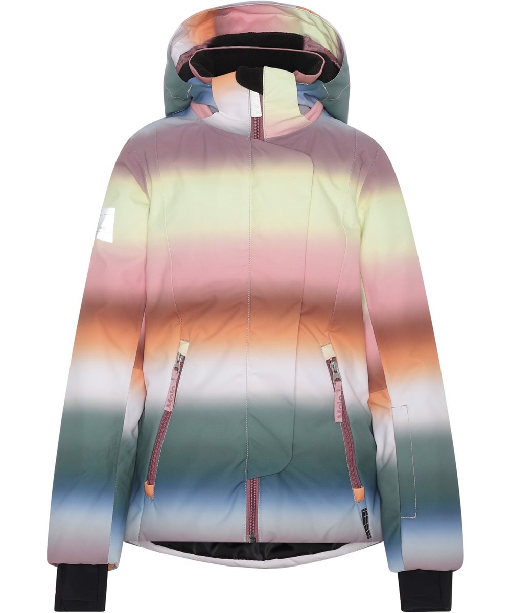 Pearson - Misty Rainbow - Vattentät och återvunnen skidjacka med regnbågsmönster.