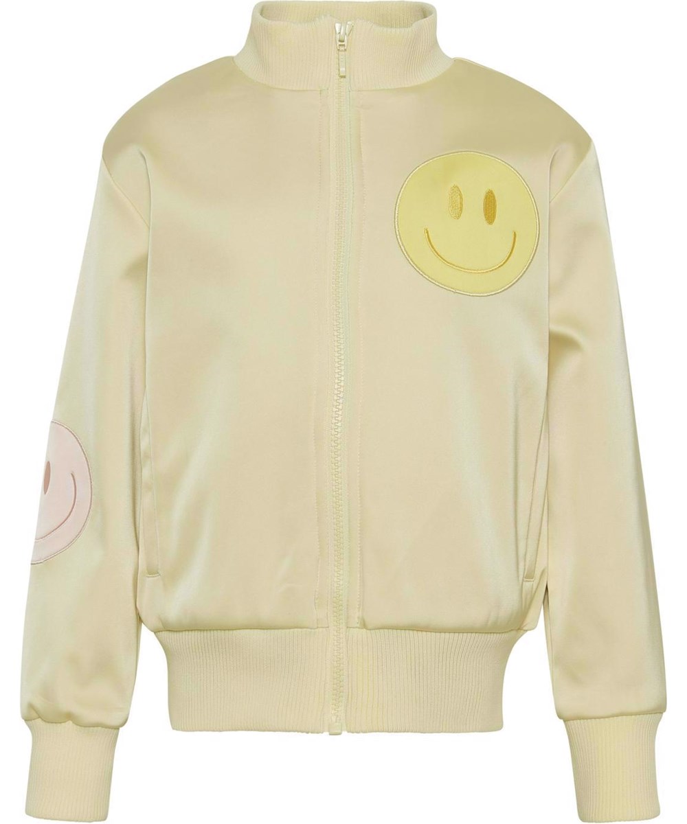 Hazel - Pearled Ivory - Gul träningsjacka med smiley patches.
