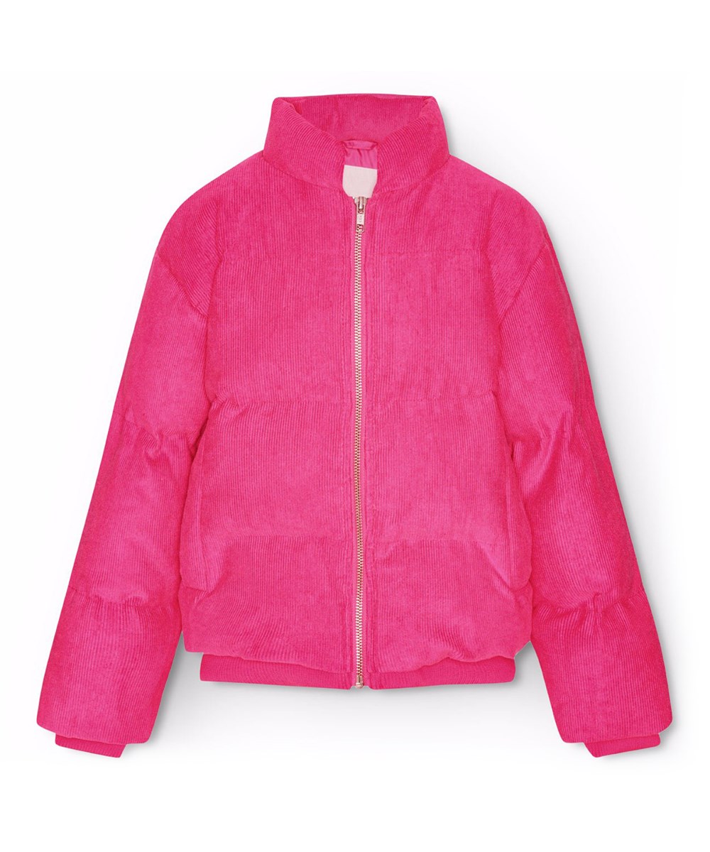 Helina - Shocking Pink - Rosa manchesterjacka för barn tillverkad av bomull med dunfyllning.