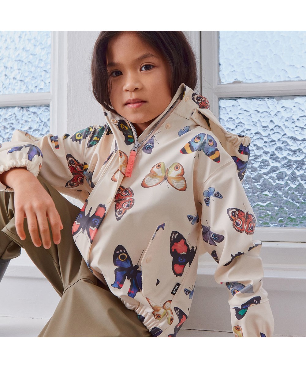 Zet - I See You MIX - Återvunnet gummi regnställ med fjärilar och khaki.