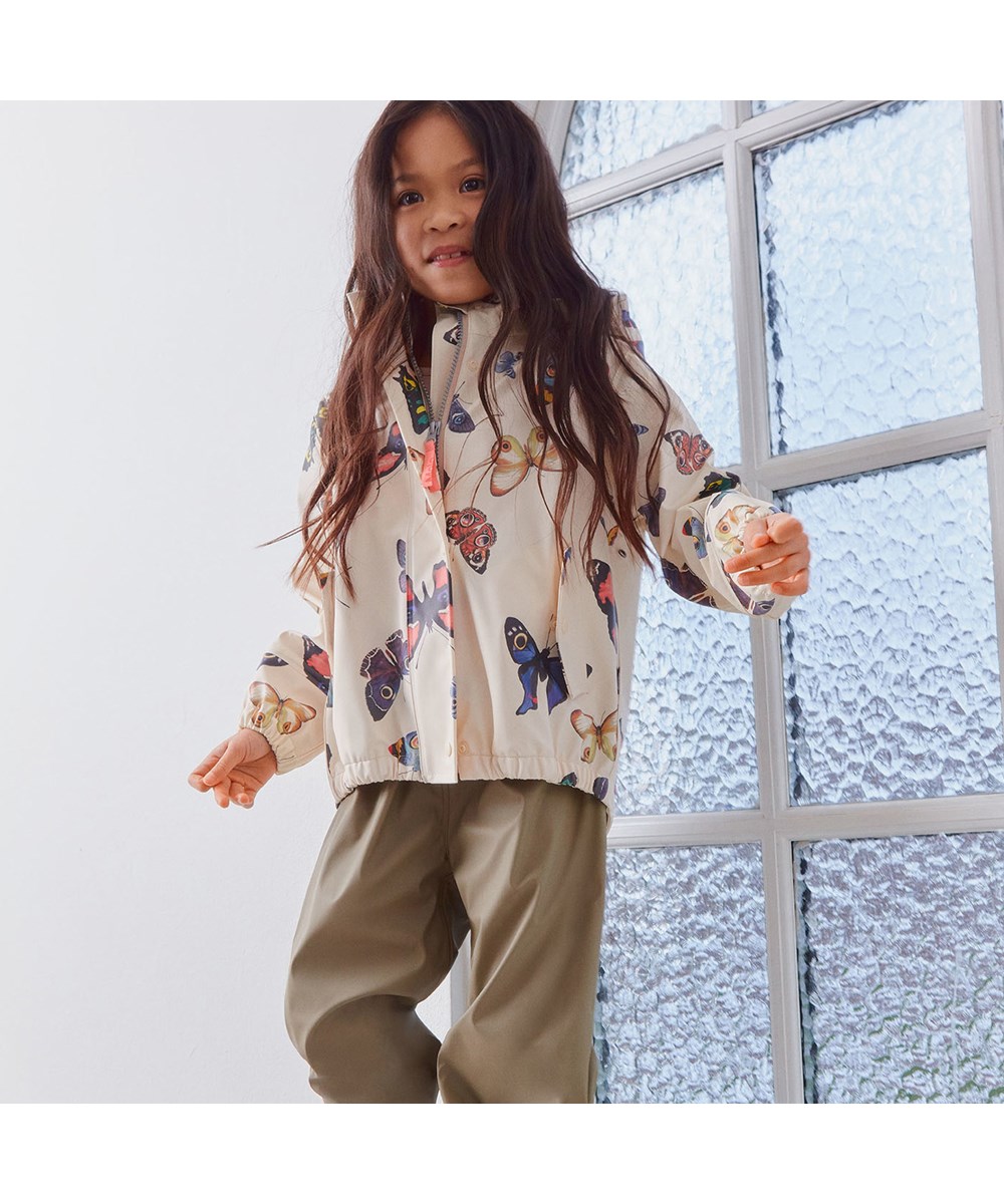 Zet - I See You MIX - Återvunnet gummi regnställ med fjärilar och khaki.