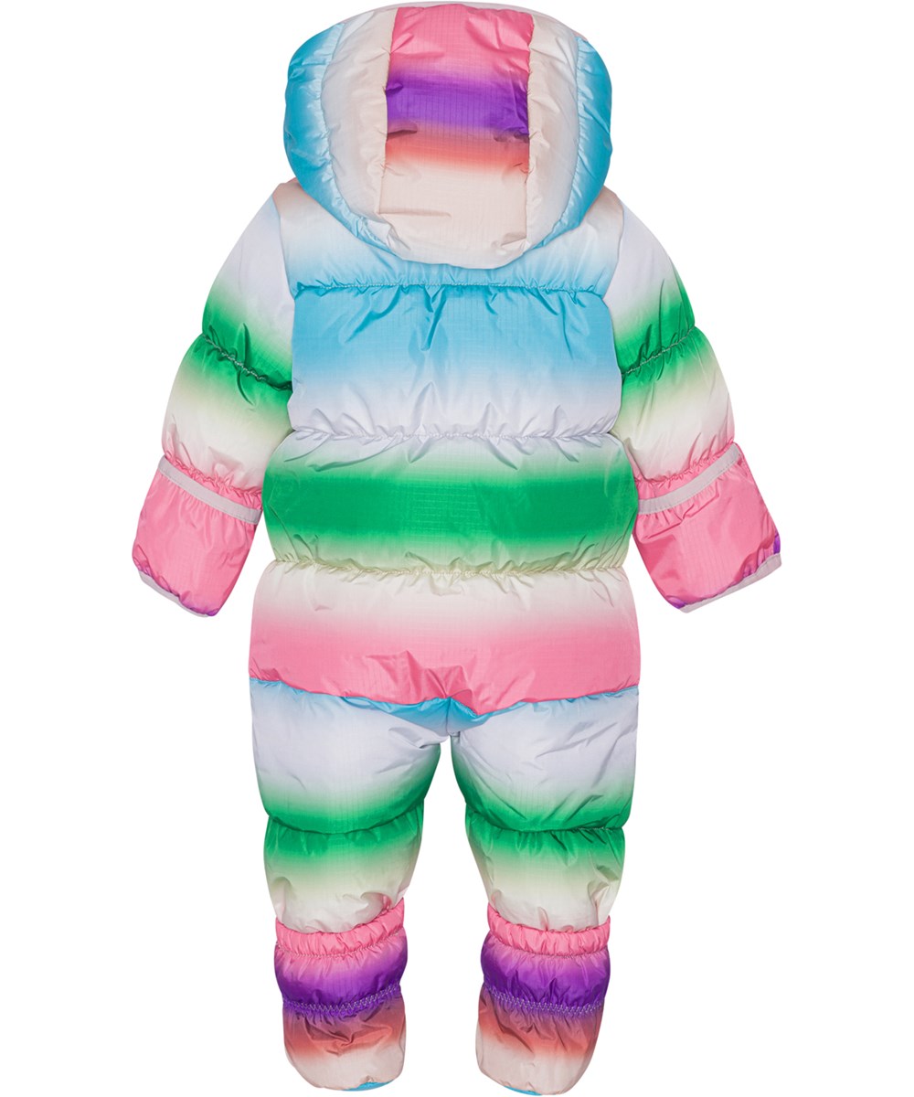 Hebe - Rainbow Magic - Pastellfärgad regnbågsmönstrad overall till baby.