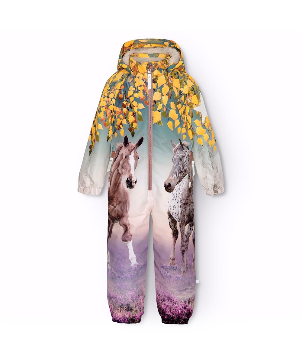 Polar - Dreamy Forest - Barnoverall i återvunnen polyester med hästmönster.