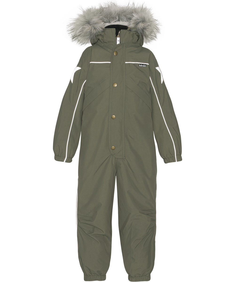 Polaris Fur - Dusty Green - Återvunnen overall i grön med pälskrage.