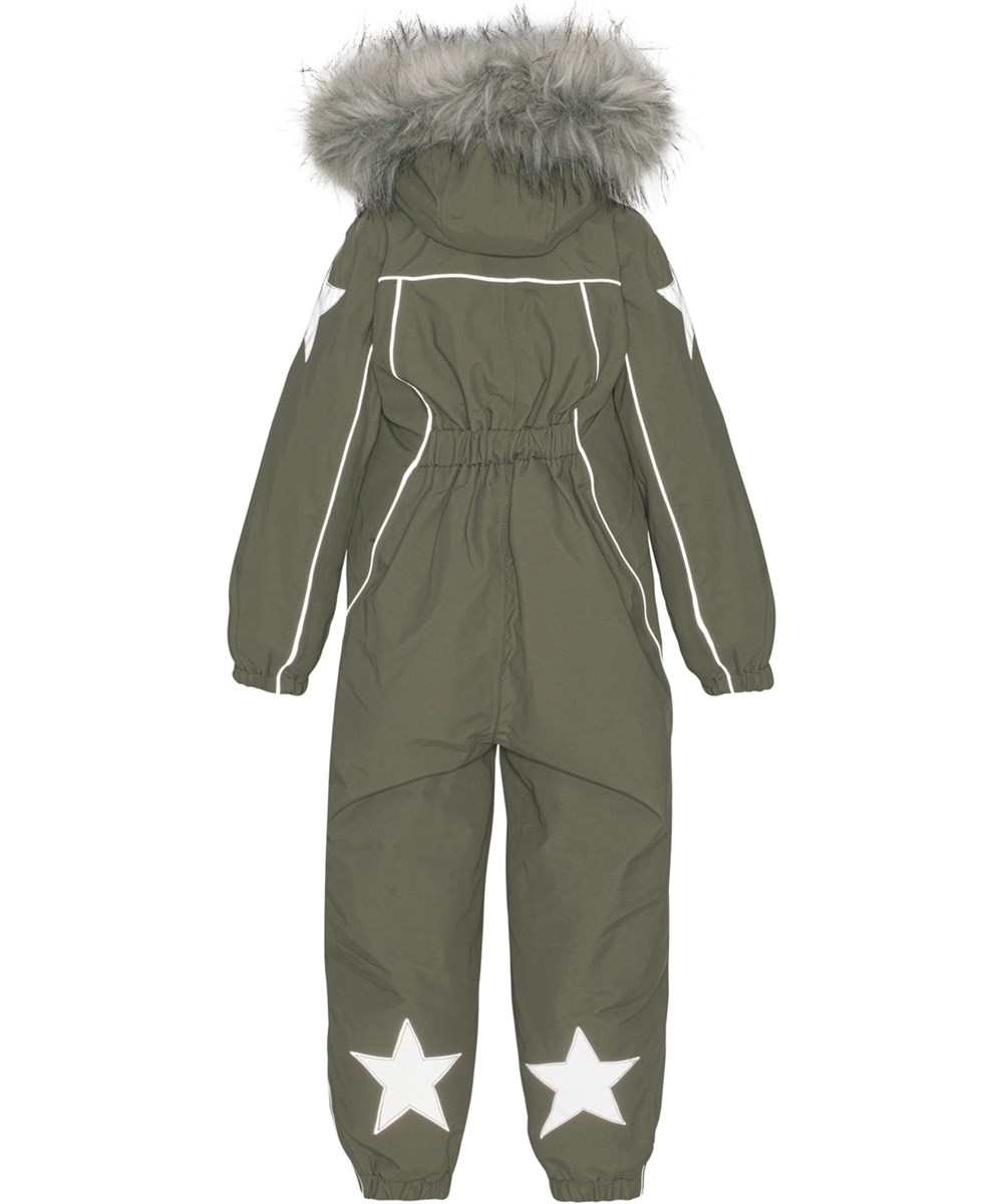 Polaris Fur - Dusty Green - Återvunnen overall i grön med pälskrage.