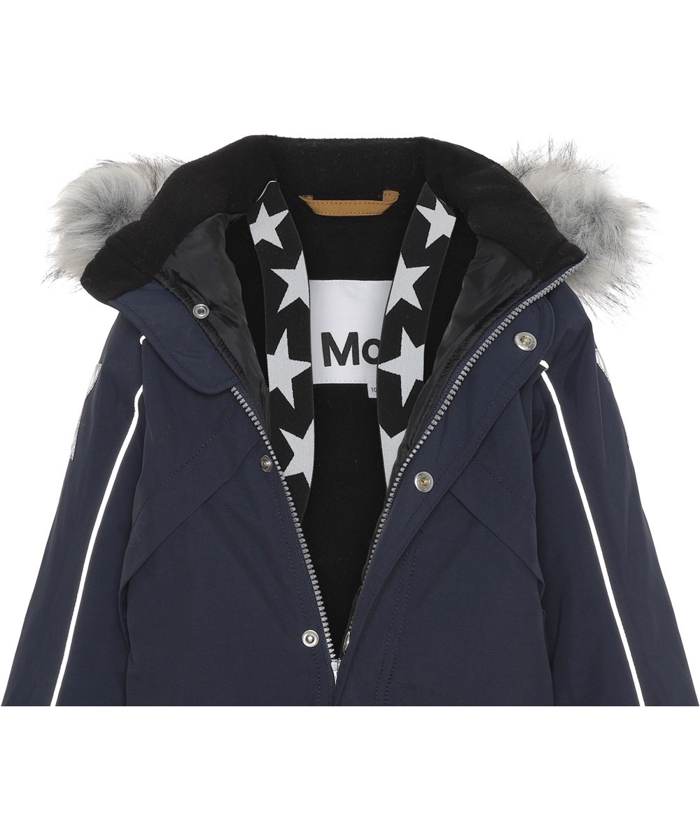 Polaris Fur - Galaxy Blue - Återvunnen overall i blå med pälskant.