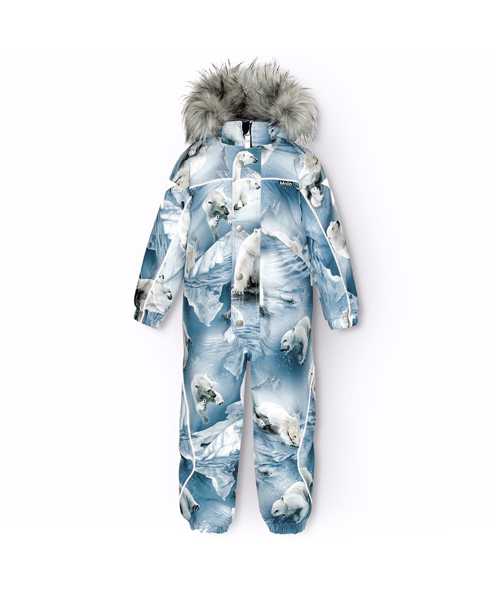 Polaris Fur - Polar Bear Joy - Barnoverall i återvunnen polyester med ett coolt tryck av isbjörnar.