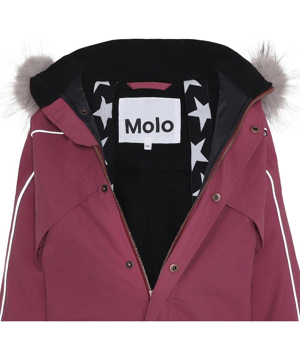 Polaris Fur Recycle - Maroon - Återvunnen vinröd overall med pälskrage