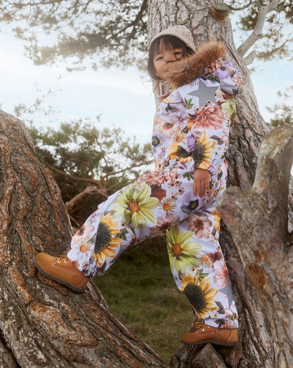 Polaris Fur - Retro Flowers - Återvunnen overall med blommigt mösnter.