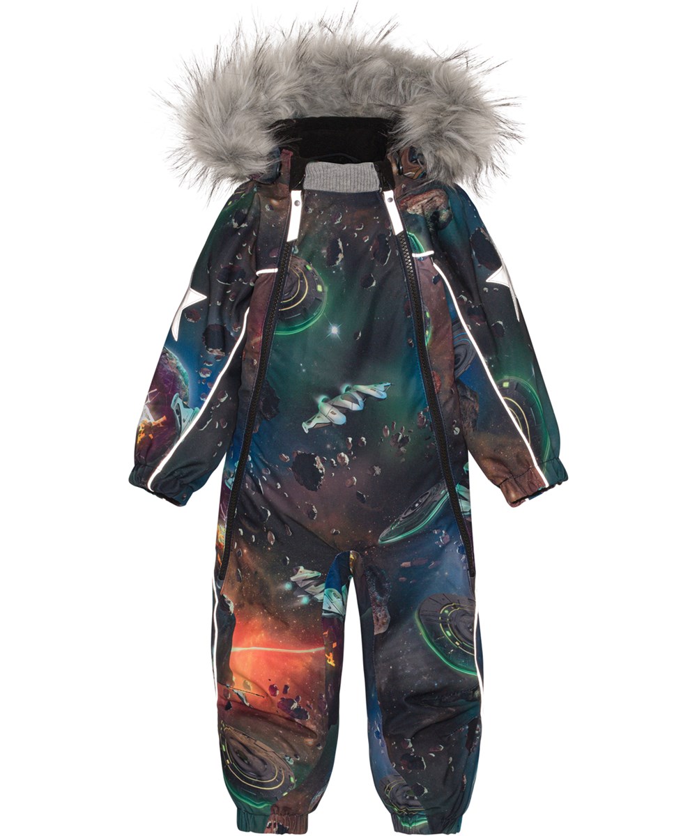 Pyxis Fur - Space Journey - Återvunnen overall med rymden och planeter.